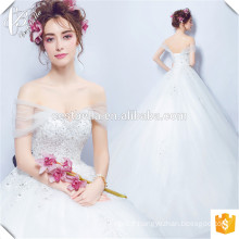 Romantique Lace Applique robe de bal robe de mariée étage longueur sans manches Tulle Dress pour mariage Party 2016